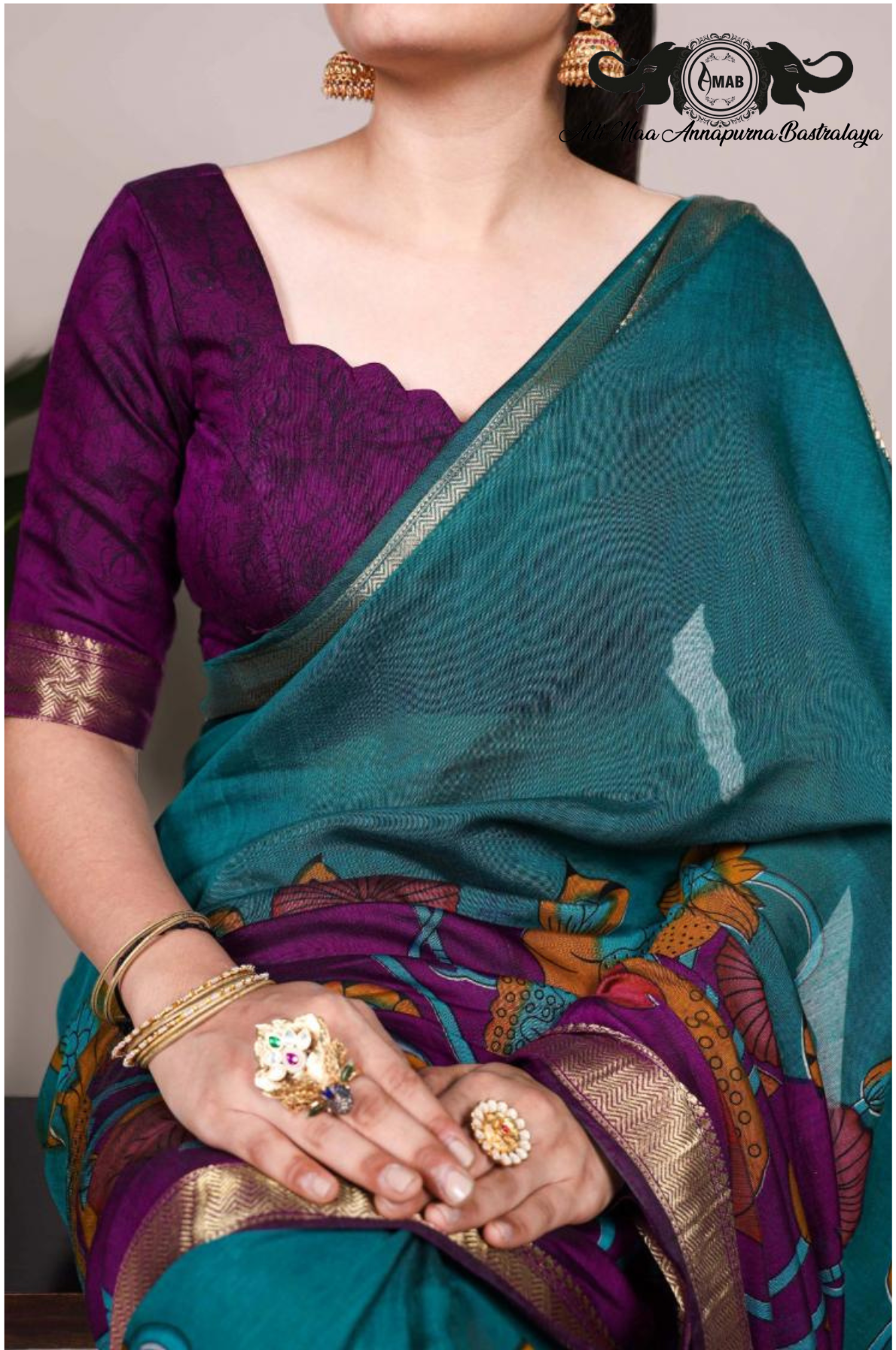 Wholesale Traditional Art Print Saree with Zari Border - Bulk