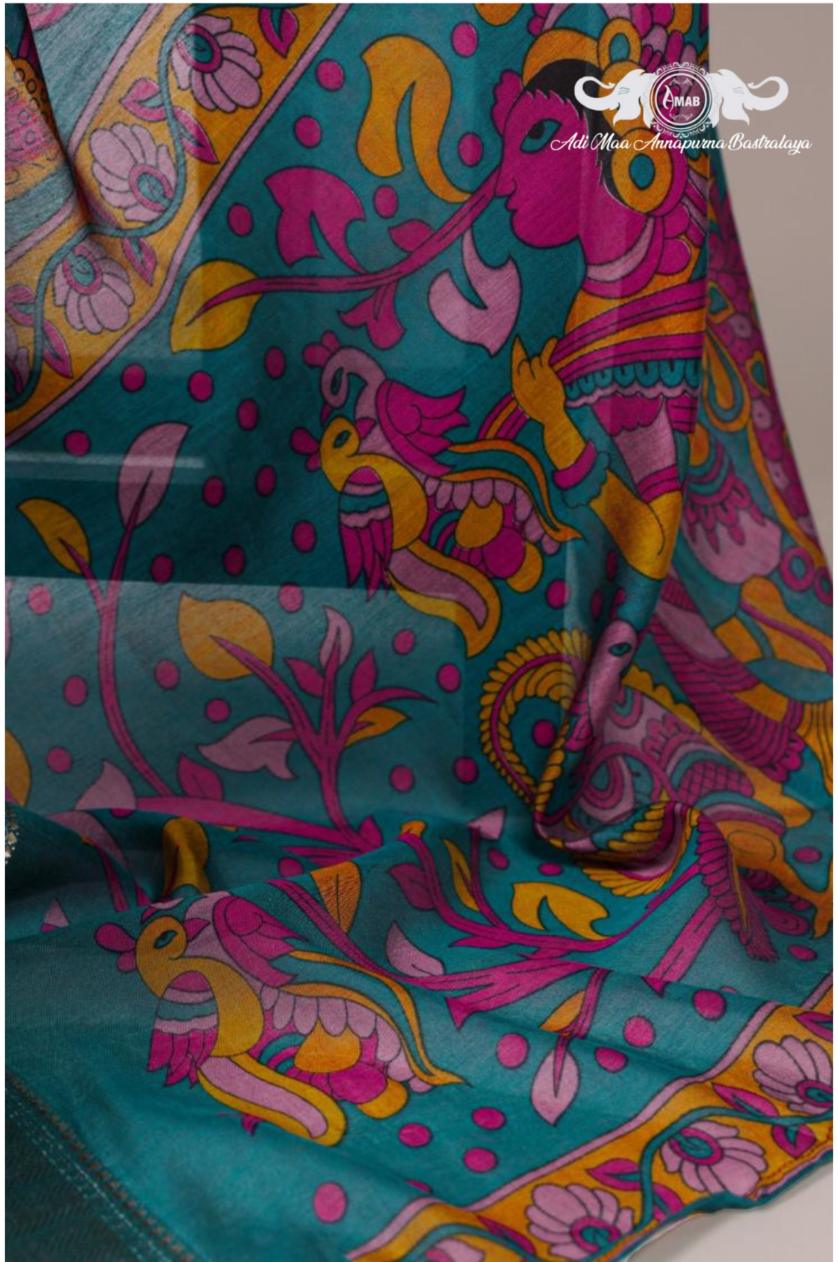 Wholesale Traditional Art Print Saree with Zari Border - Bulk