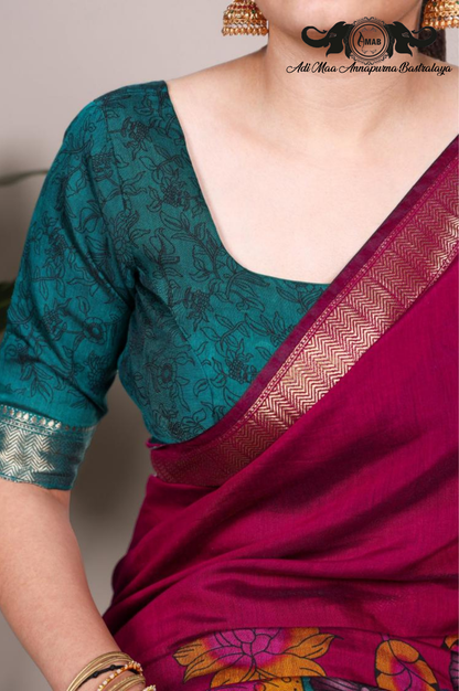 Wholesale Traditional Art Print Saree with Zari Border - Bulk