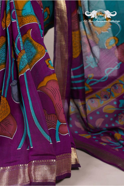 Wholesale Traditional Art Print Saree with Zari Border - Bulk