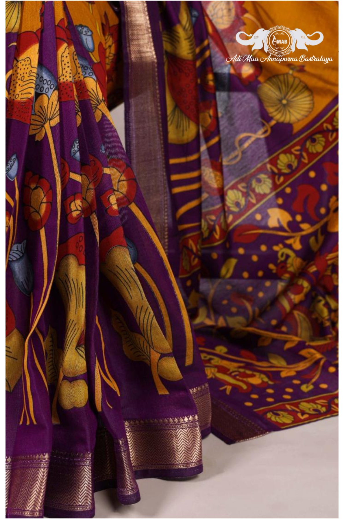 Wholesale Traditional Art Print Saree with Zari Border - Bulk