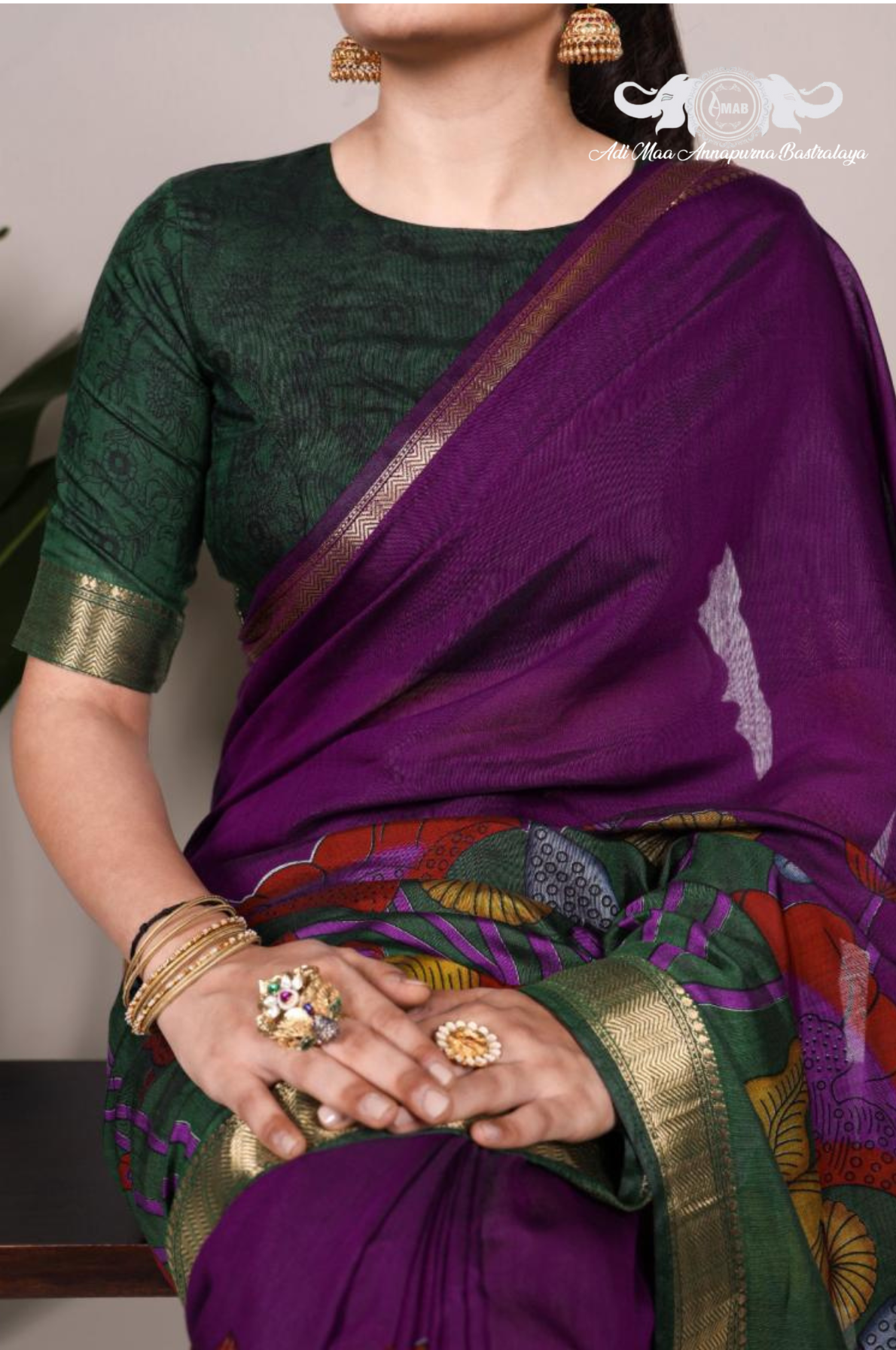 Wholesale Traditional Art Print Saree with Zari Border - Bulk