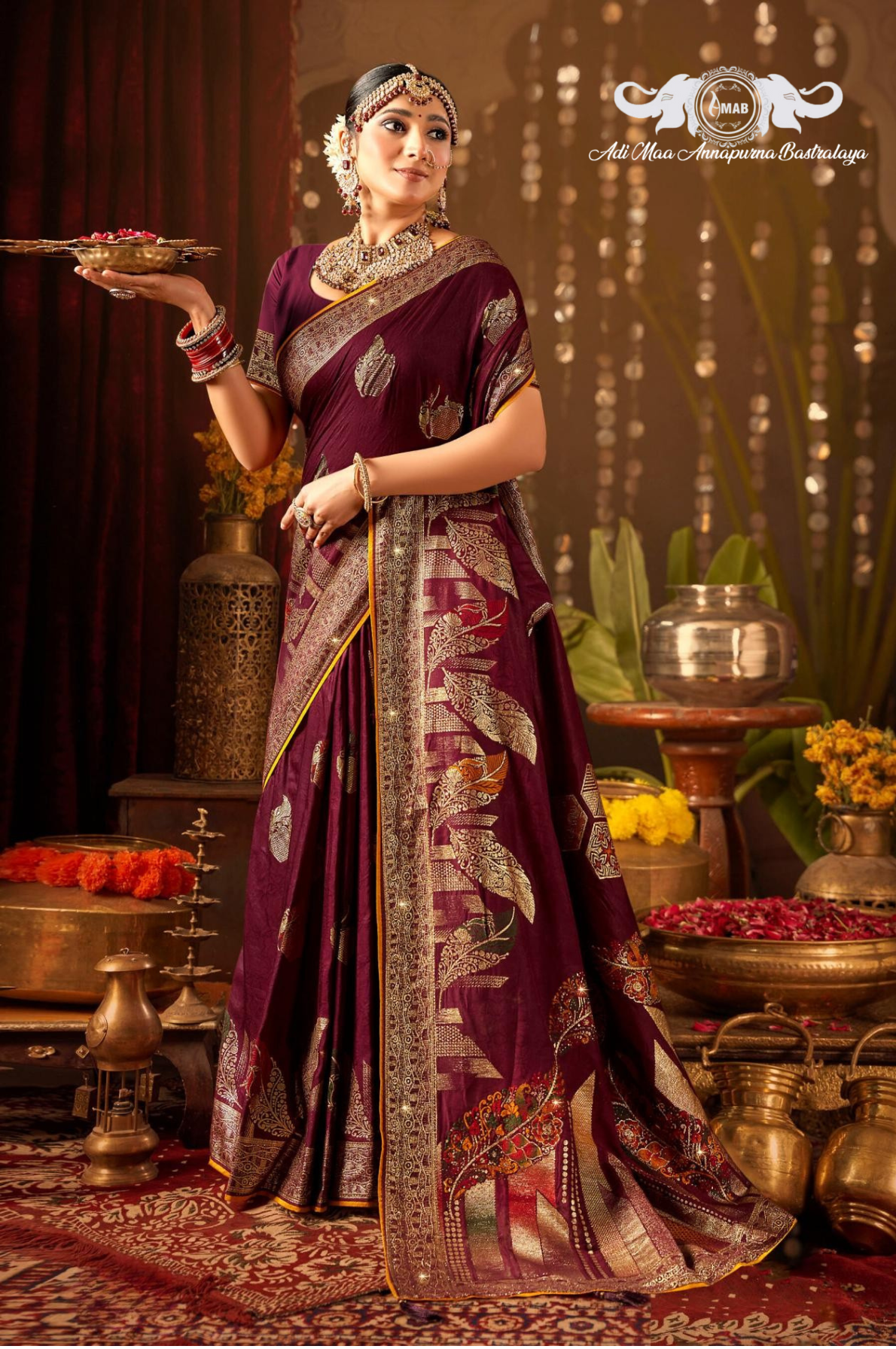 Wholesale Heavy Zari Silk Blend Saree Collection - Bulk