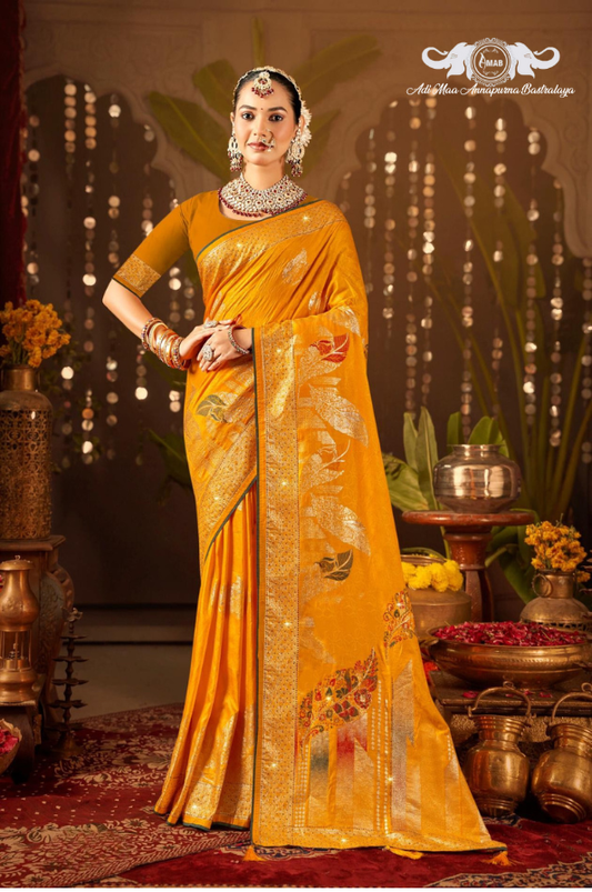 Wholesale Heavy Zari Silk Blend Saree Collection - Bulk