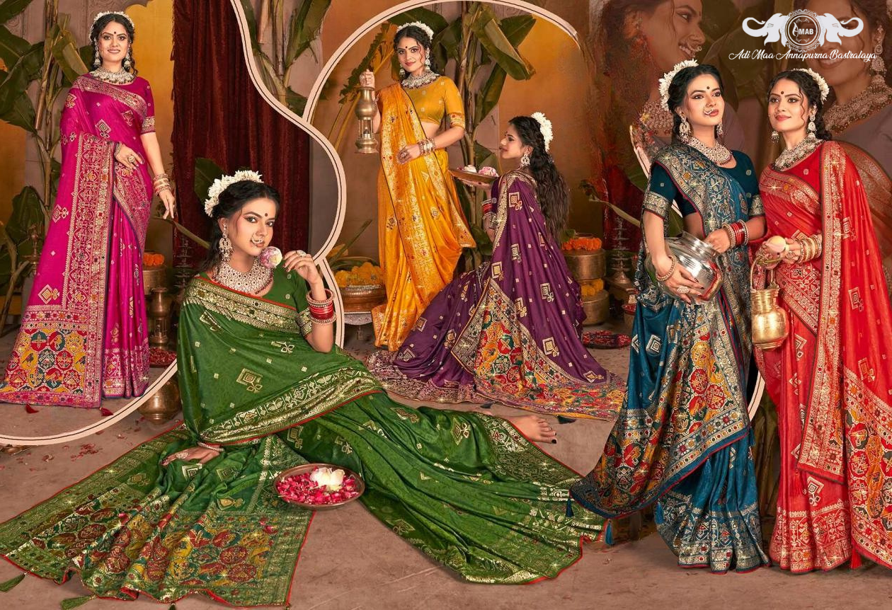 Wholesale Patola Style Silk Saree with Heavy Zari Border