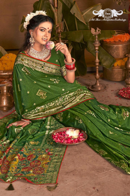 Wholesale Patola Style Silk Saree with Heavy Zari Border