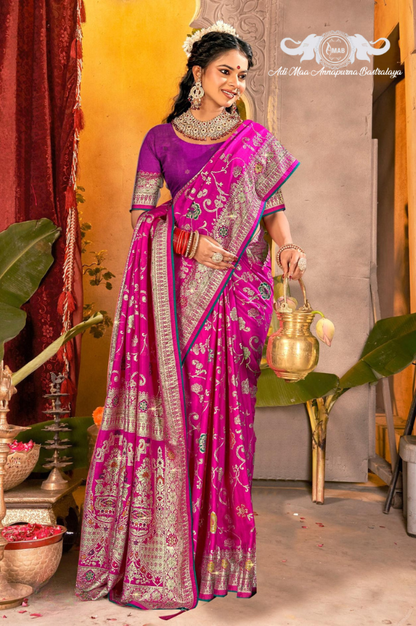 Wholesale Heavy Brocade Silk Saree with Figural Pallu