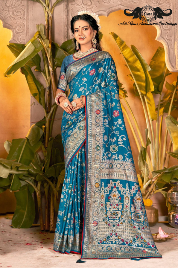 Wholesale Heavy Brocade Silk Saree with Figural Pallu