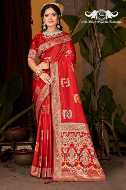 Wholesale Patola Style Silk Saree with Square Zari Buta