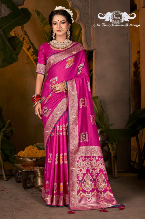 Wholesale Patola Style Silk Saree with Square Zari Buta