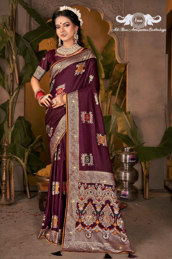 Wholesale Patola Style Silk Saree with Square Zari Buta