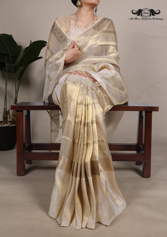 Sahuri Gold Tissue Saree with Elegant Zari Weaving Work