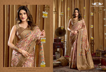 Banarasi Soft Silk Saree with Paisley Butti and Zari Border set of 6