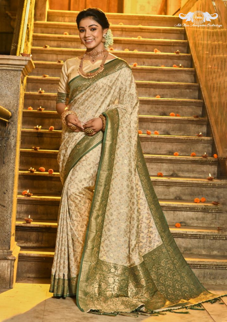 Handloom Banarasi Soft Silk Saree with Paisley Butti Weaving set of 6