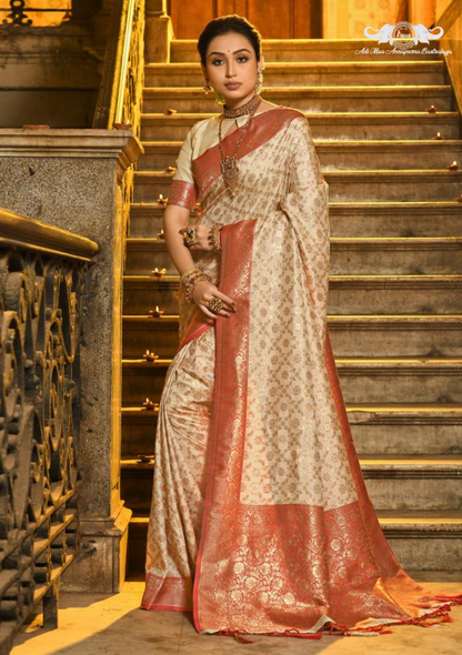 Handloom Banarasi Soft Silk Saree with Paisley Butti Weaving set of 6