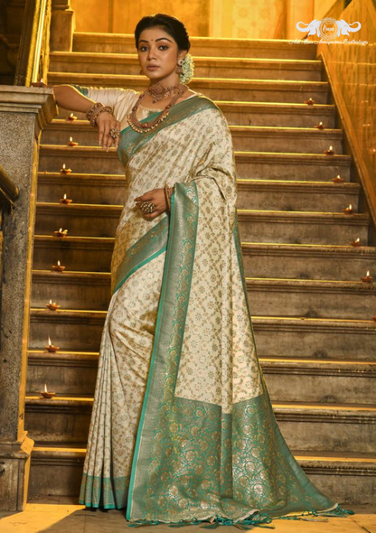 Handloom Banarasi Soft Silk Saree with Paisley Butti Weaving set of 6