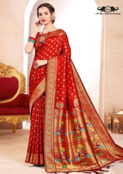 Handloom Banarasi Silk Saree with Intricate Patola Woven Border set of 6