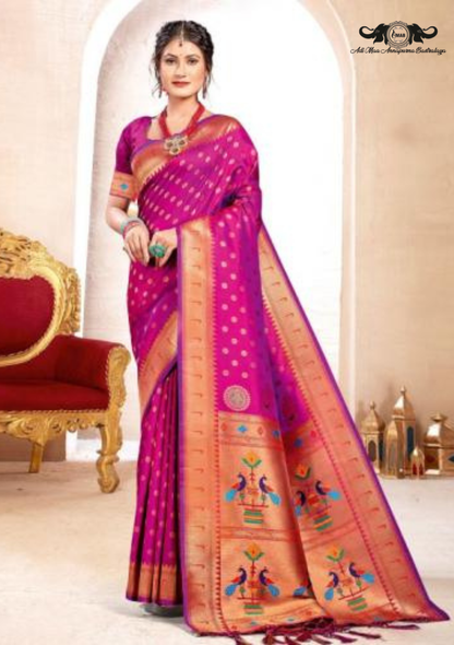 Handloom Banarasi Silk Saree with Intricate Patola Woven Border set of 6