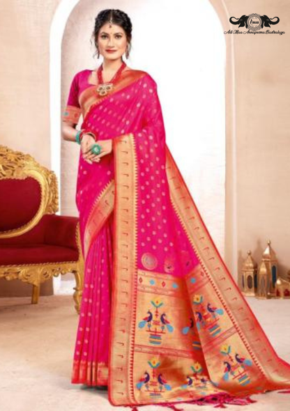 Handloom Banarasi Silk Saree with Intricate Patola Woven Border set of 6