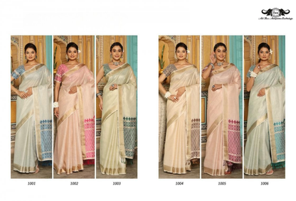 Heavy Woven Floral Silk Saree with Traditional Paisley Pallu set of 6