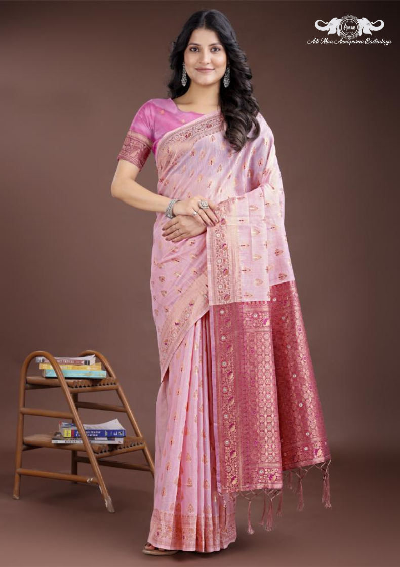 Heavy Woven Floral Silk Saree with Traditional Paisley Pallu SET OF 6