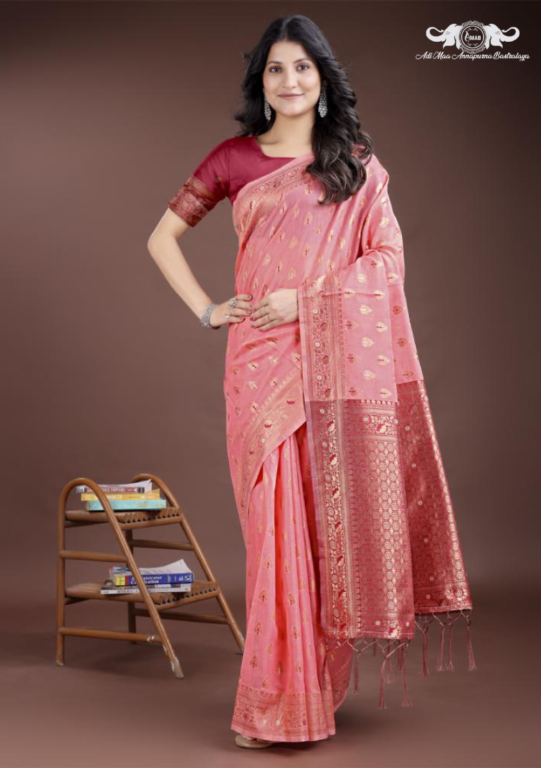 Heavy Woven Floral Silk Saree with Traditional Paisley Pallu SET OF 6