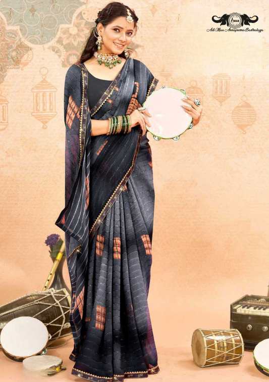 Designer Pochampally Soft Silk Saree with Fancy Latkan Work SET OF 2