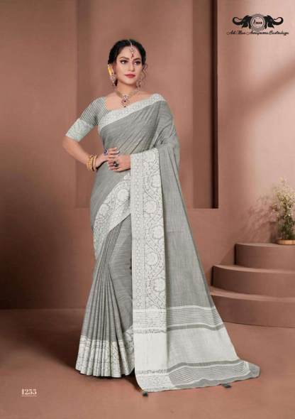 Designer Pochampally Soft Silk Saree with Fancy Latkan Work SET OF 5