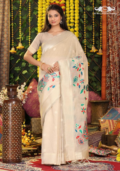 Designer Pochampally Soft Silk Saree with Fancy Latkan Work SET OF 3