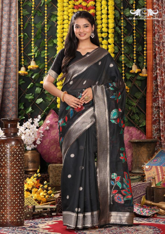 Designer Pochampally Soft Silk Saree with Fancy Latkan Work SET OF 3