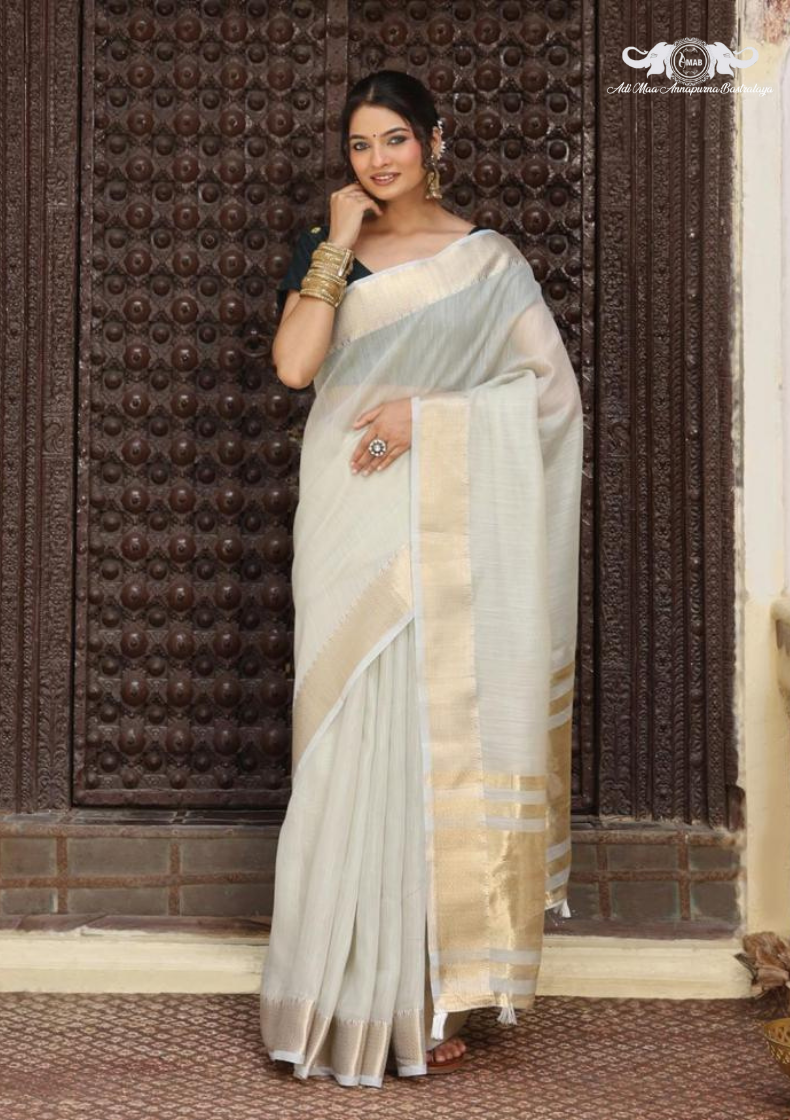 Banarasi Soft Silk Saree with Traditional Paisley Butti and Zari Border set of 6