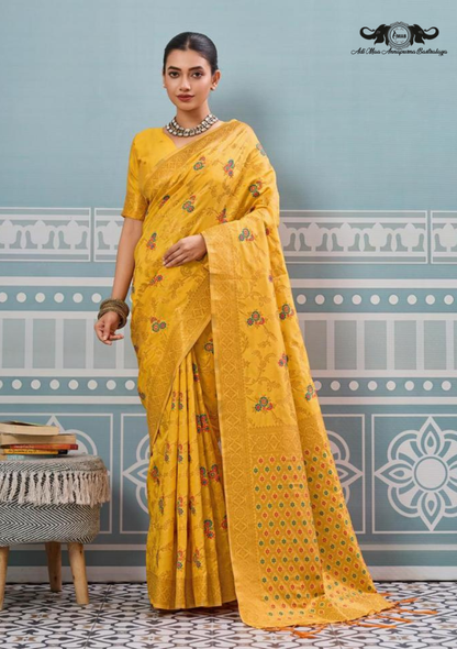 Cotton Blend Digital Print Saree with Intricate Elephant Motifs set of 6