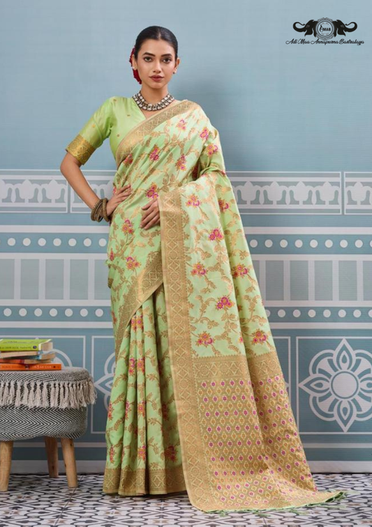 Cotton Blend Digital Print Saree with Intricate Elephant Motifs set of 6