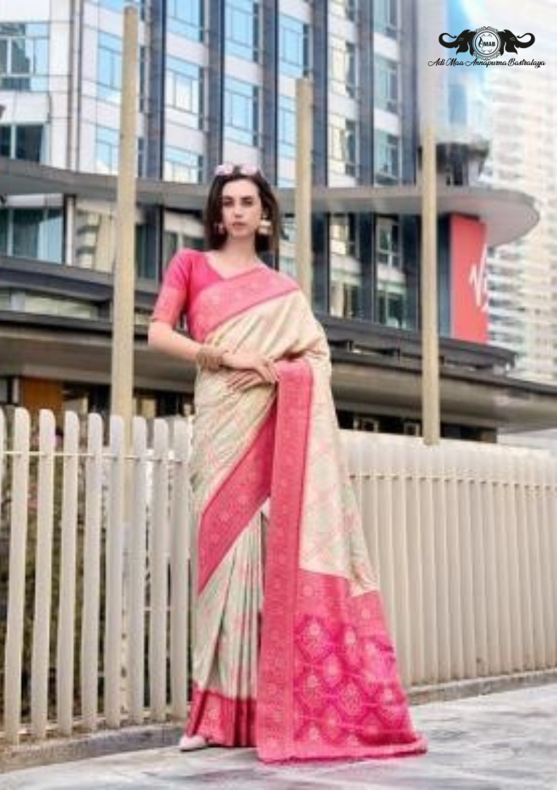 Handloom Banarasi Soft Silk Saree with Traditional Paisley Butti set of 8