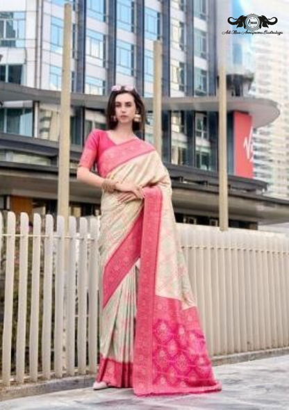 Handloom Banarasi Soft Silk Saree with Traditional Paisley Butti set of 8