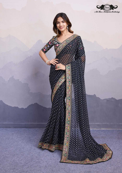 Handloom Banarasi Soft Silk Saree with Traditional Paisley Butti Weaving set of 6