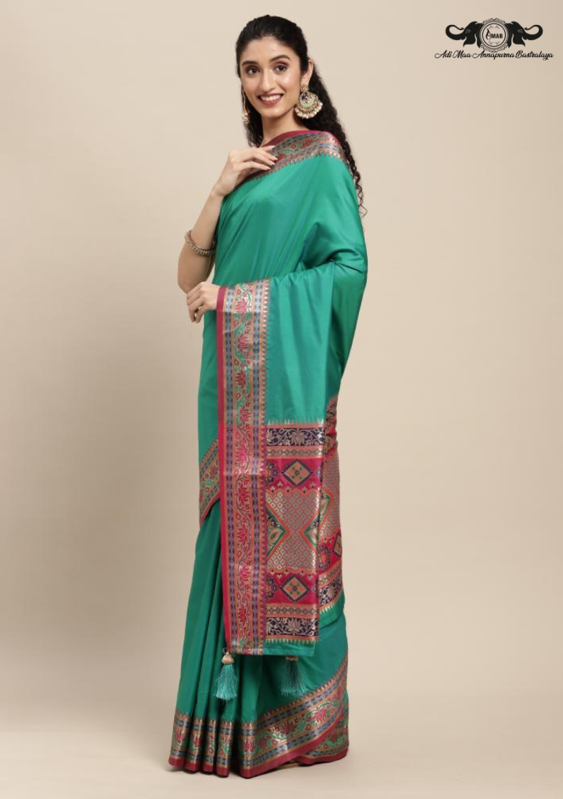 Traditional Bandhani Print Chiffon Saree with Intricate Embroidered Border set of 6