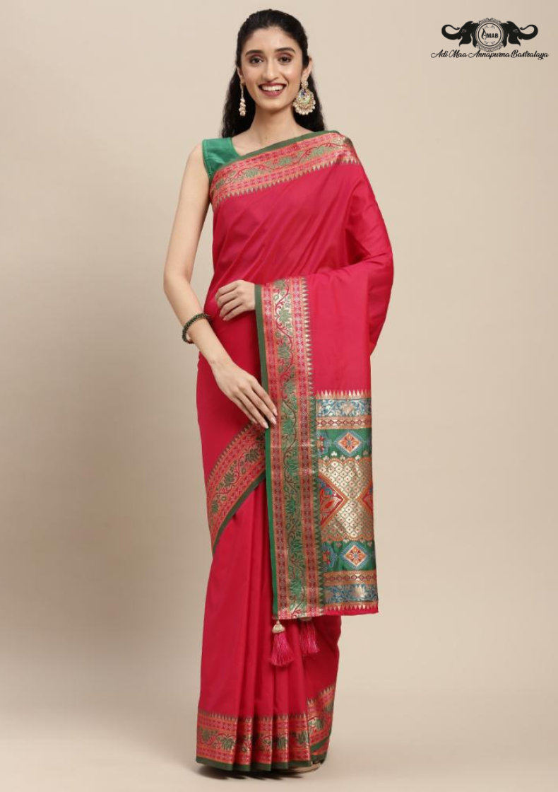 Traditional Bandhani Print Chiffon Saree with Intricate Embroidered Border set of 6