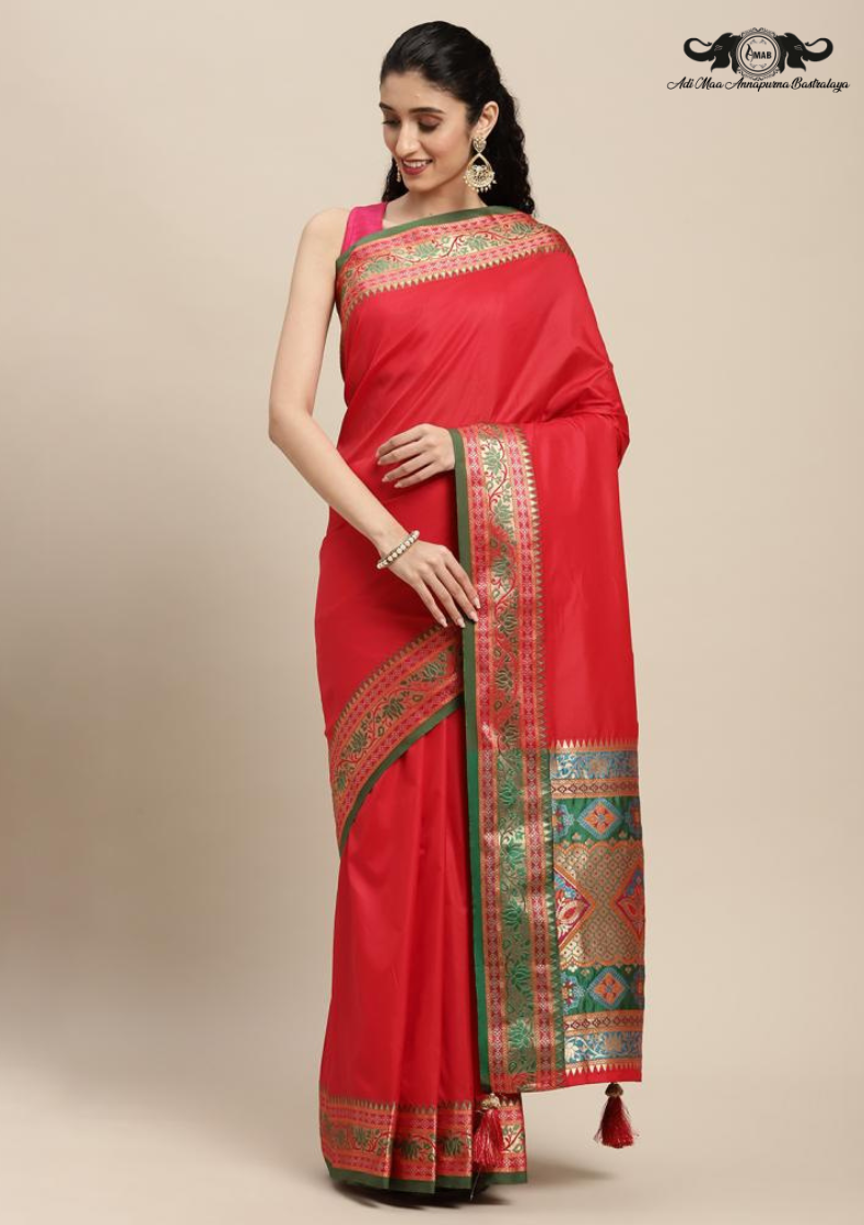 Traditional Bandhani Print Chiffon Saree with Intricate Embroidered Border set of 6
