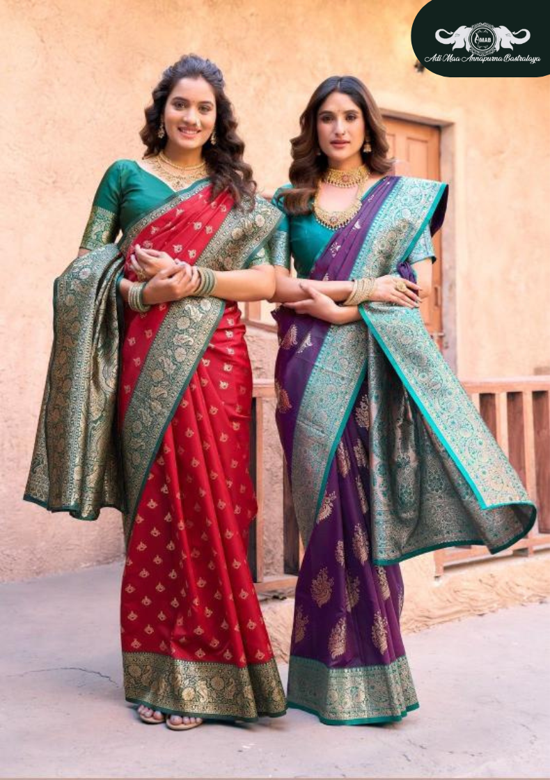 Handloom Linen Saree with Woven Zari Border and Decorative Pallu set of 5