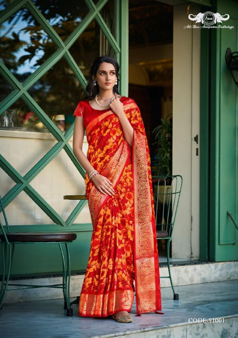 Premium Floral Woven Linen Saree with Elegant Zari Border set of 8