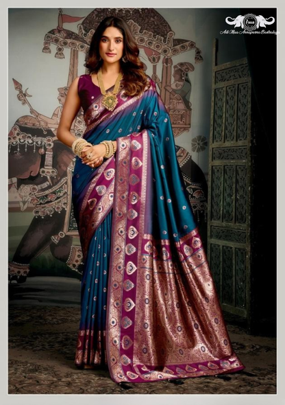 Cotton Blend Digital Print Saree with Intricate Elephant Motifs set of 6