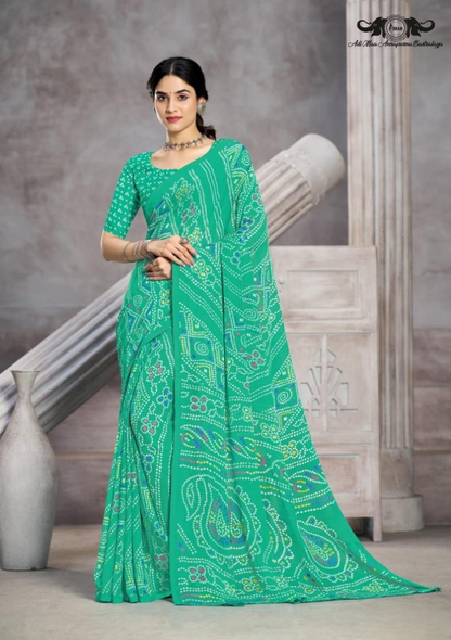 Cotton Blend Digital Print Saree with Intricate Elephant Motifs set of 12