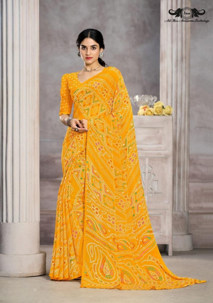 Cotton Blend Digital Print Saree with Intricate Elephant Motifs set of 12