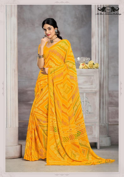 Cotton Blend Digital Print Saree with Intricate Elephant Motifs set of 12