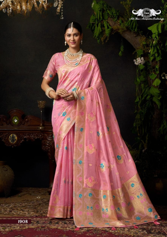 Cotton Blend Digital Print Saree with Intricate Elephant Motifs set of 4