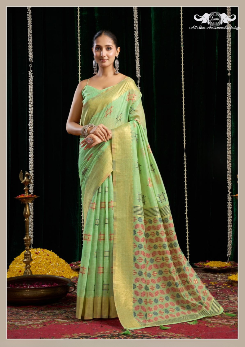 Elegant Organza Silk Saree with Embroidered Scalloped Border and Blouse set of 5