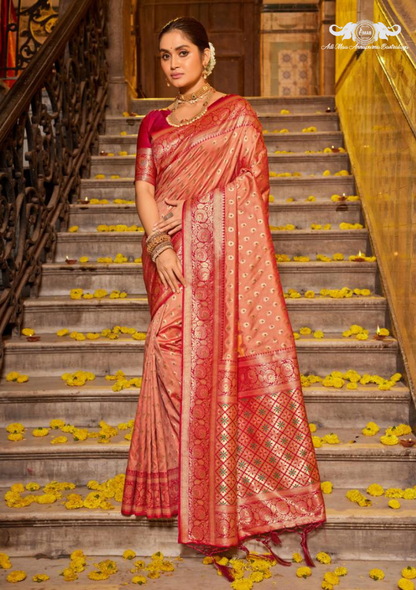 Premium Art Silk Saree with Traditional Butti and Zari Border set of 4