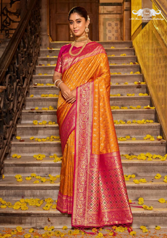 Premium Art Silk Saree with Traditional Butti and Zari Border set of 4