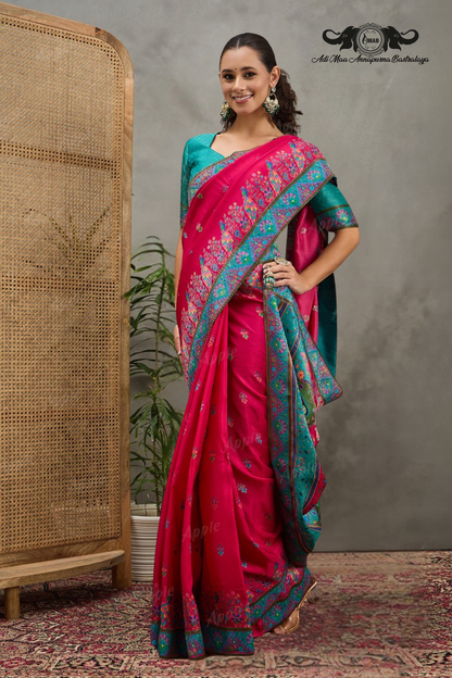 Elegant Kashmiri Silk Saree with Rich Pallu Border